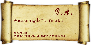 Vecsernyés Anett névjegykártya