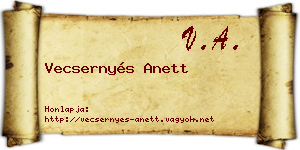 Vecsernyés Anett névjegykártya